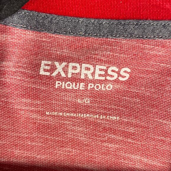 Express, Size Large, Red Spacedye Pique Polo, Textured, Cotton, Breathable, EUC - Picture 3 of 7